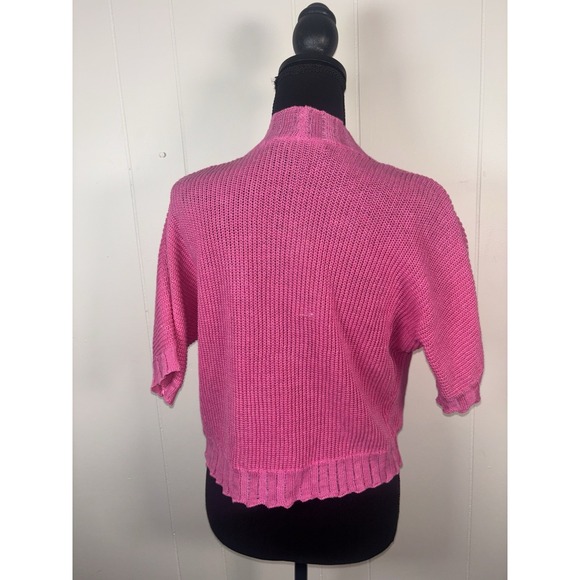 Lauren Ralph Lauren Sweater Womens S/M Pink Linen Cotton Shrug Crop Cardigan - Picture 2 of 9